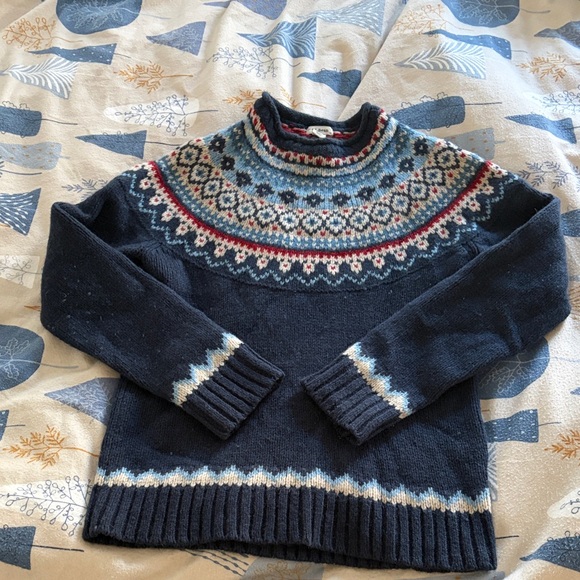 L.L. Bean Sweaters - L.L. Bean Navy Fair Isle Crewneck Sweater